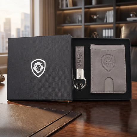 Valuetainment Gray Wallet-Keychain Set