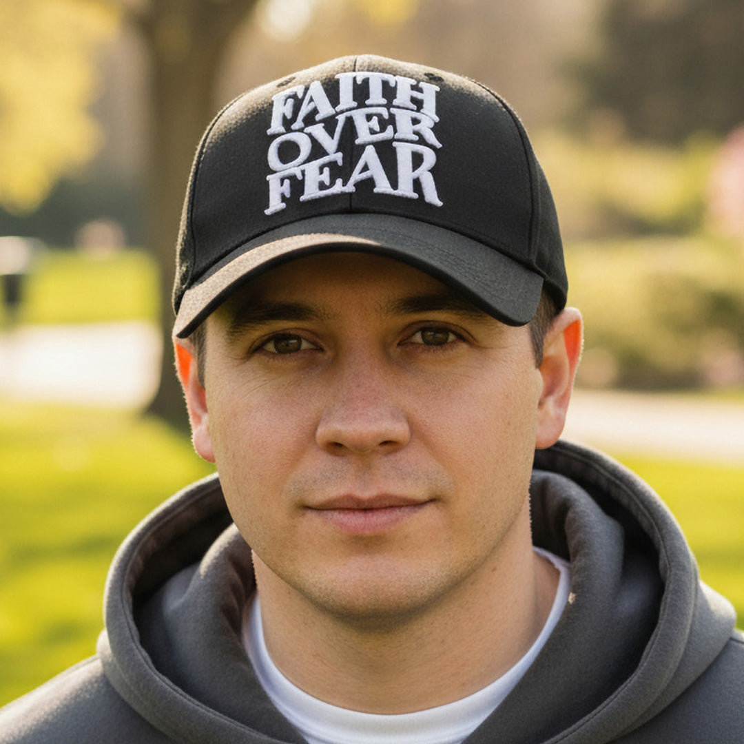 Faith over Fear Hebrews 11:1 Black & White Snapback Hat