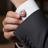 Lion Shield Valuetainment Red & Silver Cufflink & Tie Bar Set