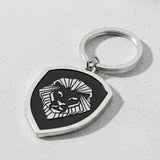Silver Lion Shield Keychain