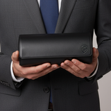 Future Looks Bright Black Embossed Leather Triple Watch Carrier