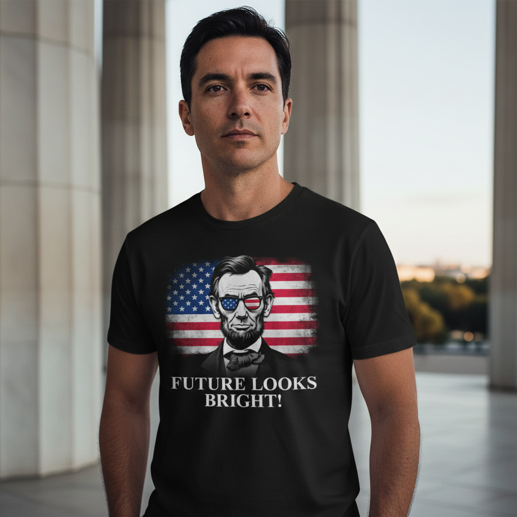 Future Looks Bright USA Abraham Lincoln Black Short Sleeve T-Shirt
