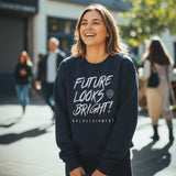 Future Looks Bright fully embroidered Navy & Silver Print Performance Crewneck Sweatshirt