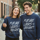 Future Looks Bright fully embroidered Navy & Silver Print Performance Crewneck Sweatshirt
