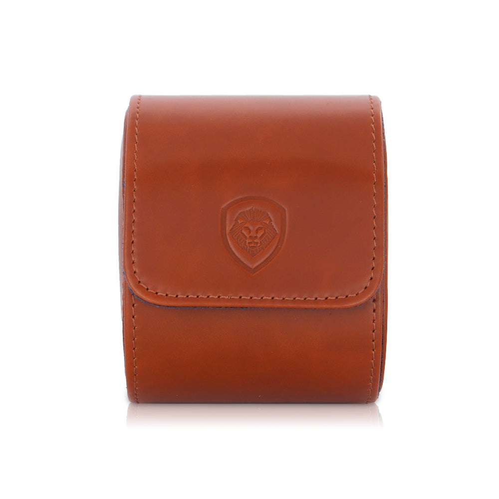 Future Looks Bright Cognac Embossed Leather Single Watch Carrier