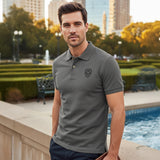 Future Looks Bright Lion Shield Premium Grey and Black Polo Shirt (Classic Fit)