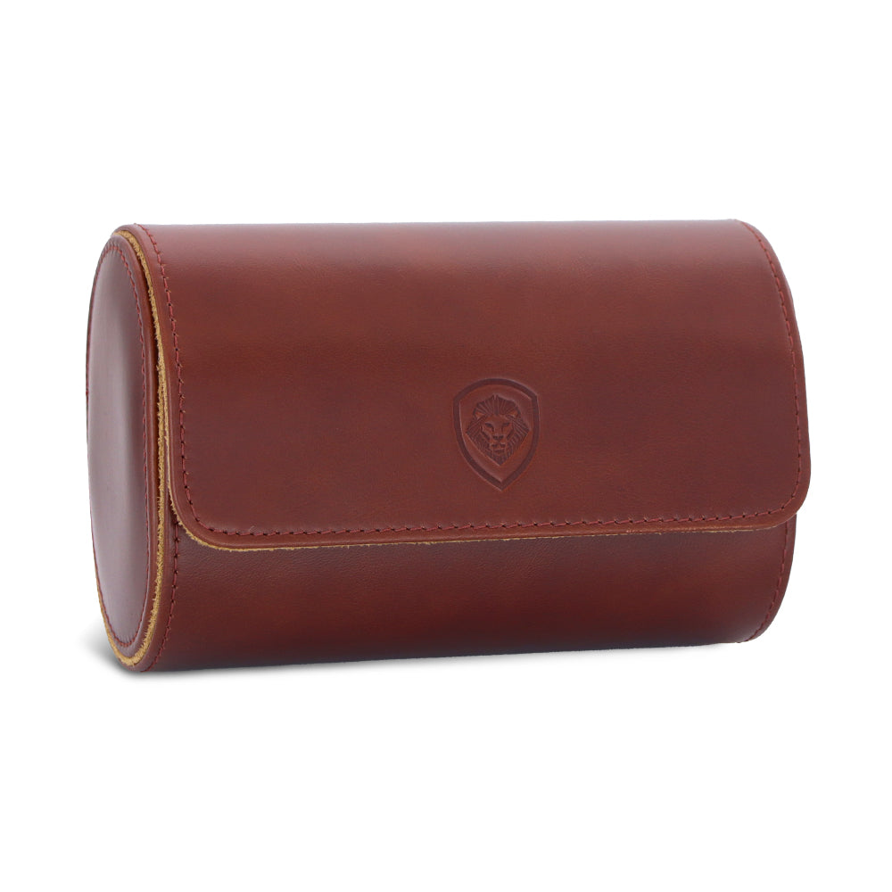 Future Looks Bright Vintage Brown Embossed Leather Double Watch Carrier