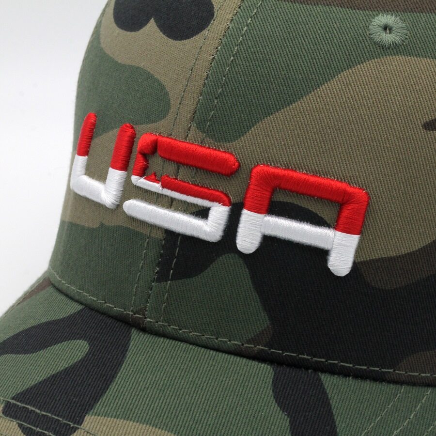 USA Retro Future Looks Bright Camo Snapback Hat