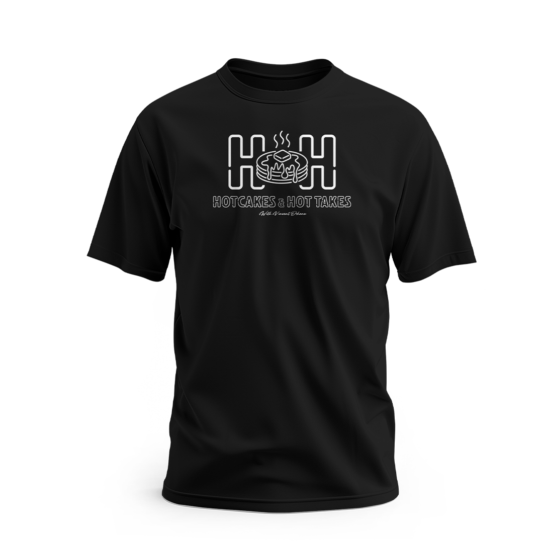Hot Cakes and Hot Takes Black Short Sleeve T-Shirt
