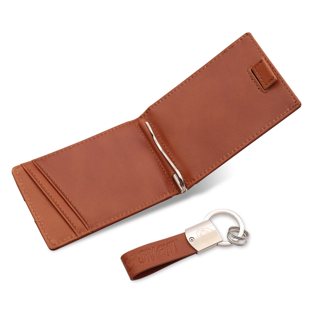 Valuetainment Brown Wallet-Keychain Set