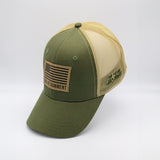 Valuetainment American Flag Army Green Mesh Snapback hat