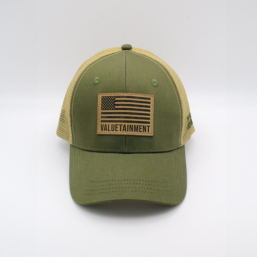 Valuetainment American Flag Army Green Mesh Snapback hat