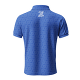 Lion Shield Royal Blue & Grey Pattern Print Short Sleeve Polo (Classic Fit)