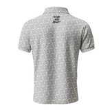 Lion Shield White & Grey Pattern Print Short Sleeve Polo (Classic Fit)