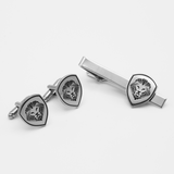 Lion Shield Valuetainment Black & Silver Cufflink & Tie Bar Set