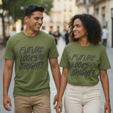 Future Looks Bright New Army Green & Black Raised Embossed Print Performance Short Sleeve T-Shirt