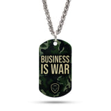 Business is War 25" Stainless Steel Dog Tag Necklace