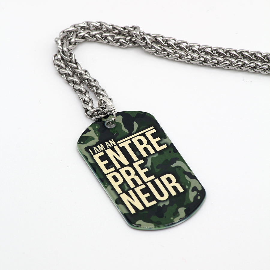 Business is War 25" Stainless Steel Dog Tag Necklace