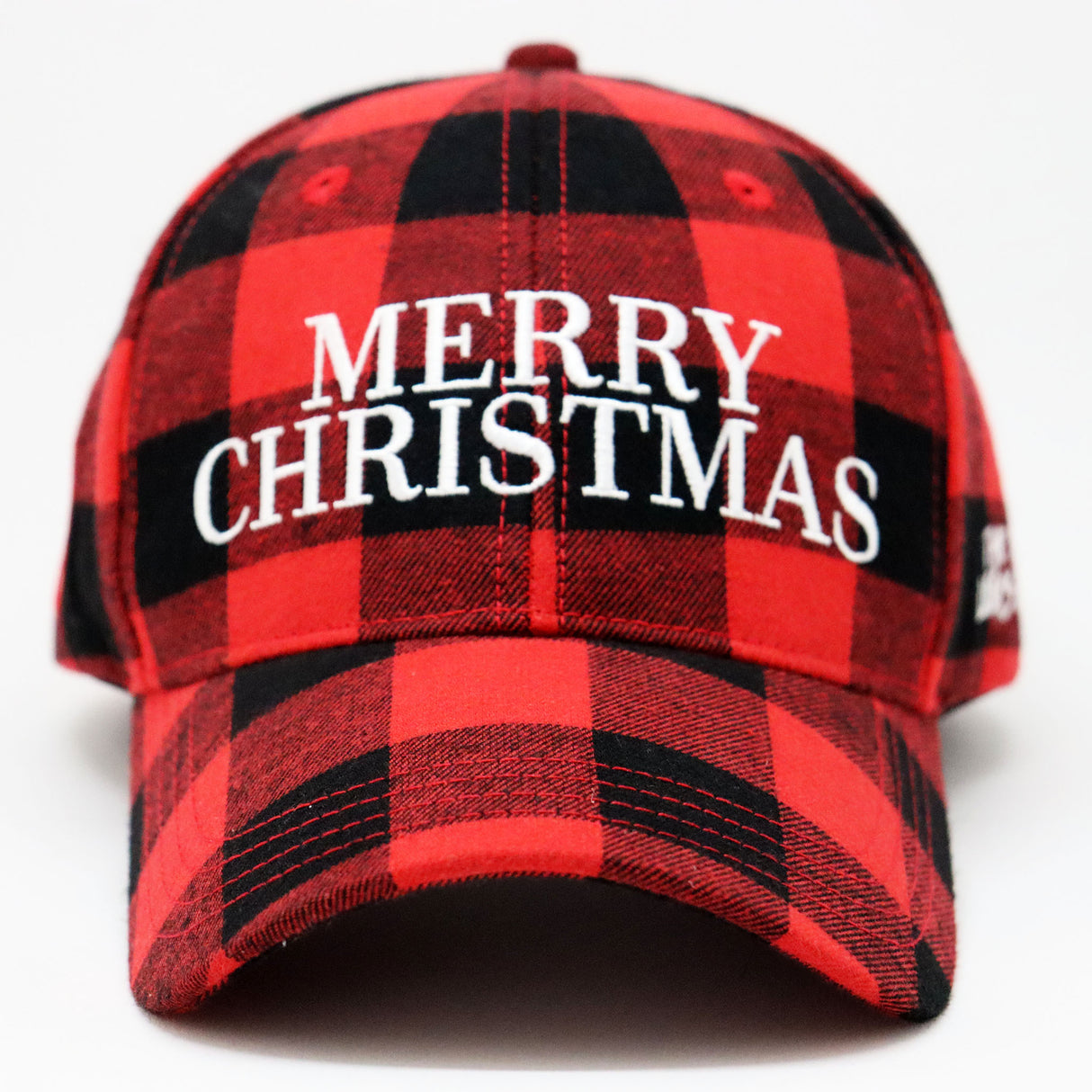 Merry Christmas Buffalo Check Flannel Snapback Hat