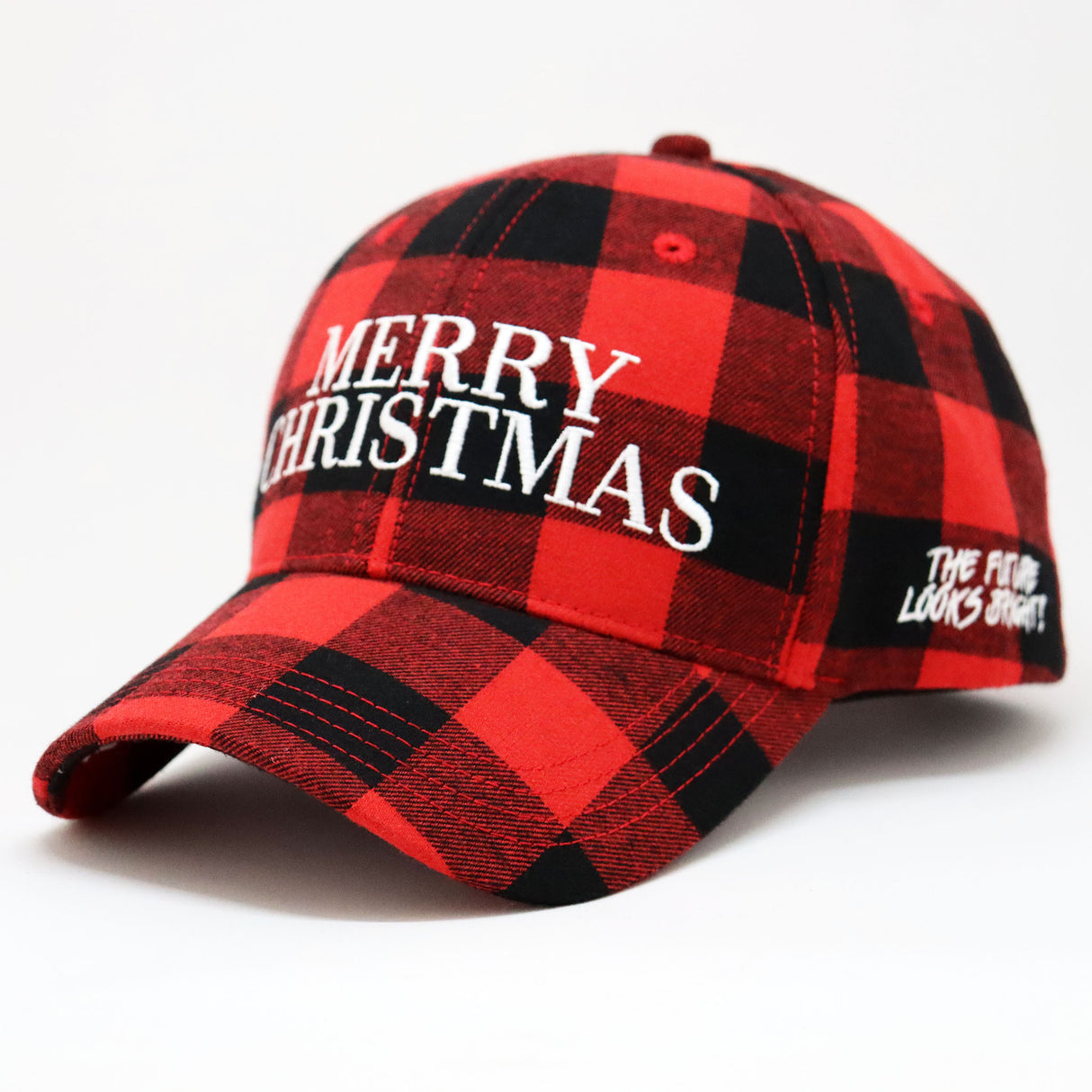 Merry Christmas Buffalo Check Flannel Snapback Hat