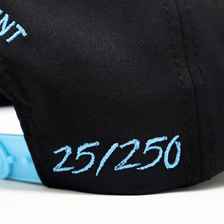 **Limited Edition** 1 of 250 Future Looks Bright Raised Print Black and Blue Snapback Hat