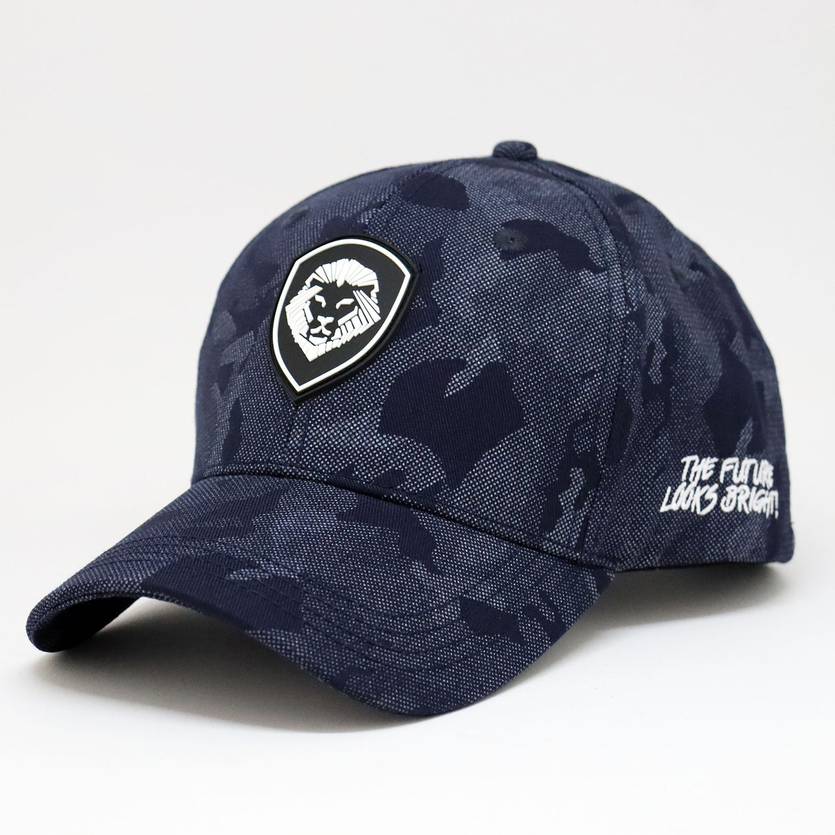 VT Shield Logo Future Looks Bright Blue Camo Textured Snapback Hat