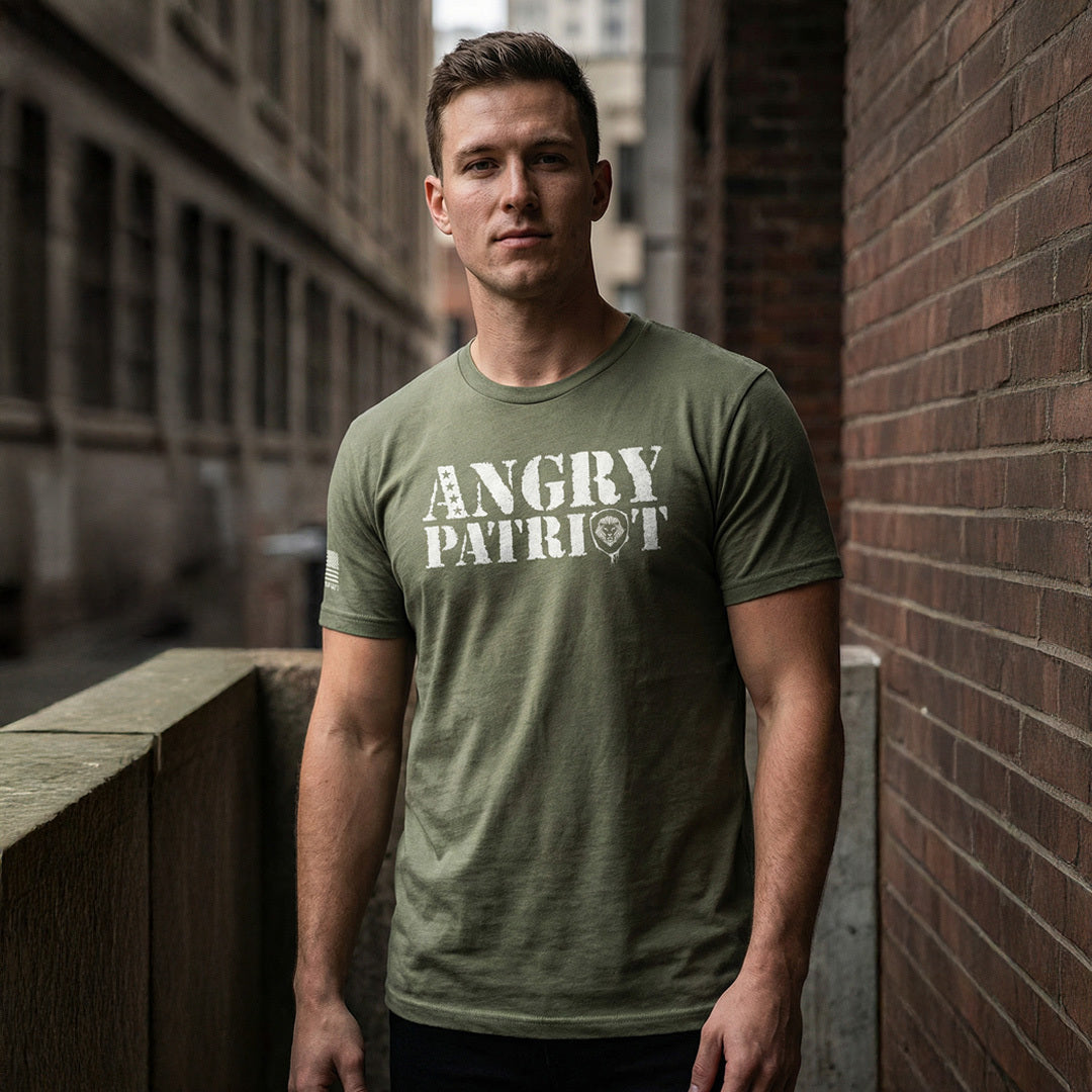 Angry Patriot Army Green Short-Sleeve T-Shirt