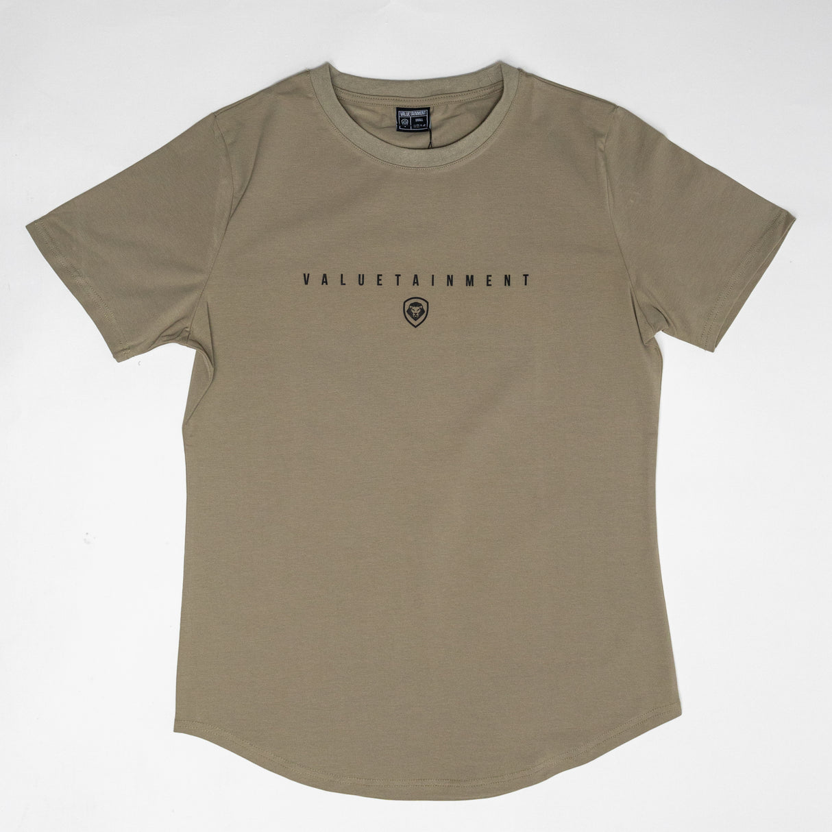 Valuetainment Premium Curved Hem Army Green Short Sleeve T-Shirt