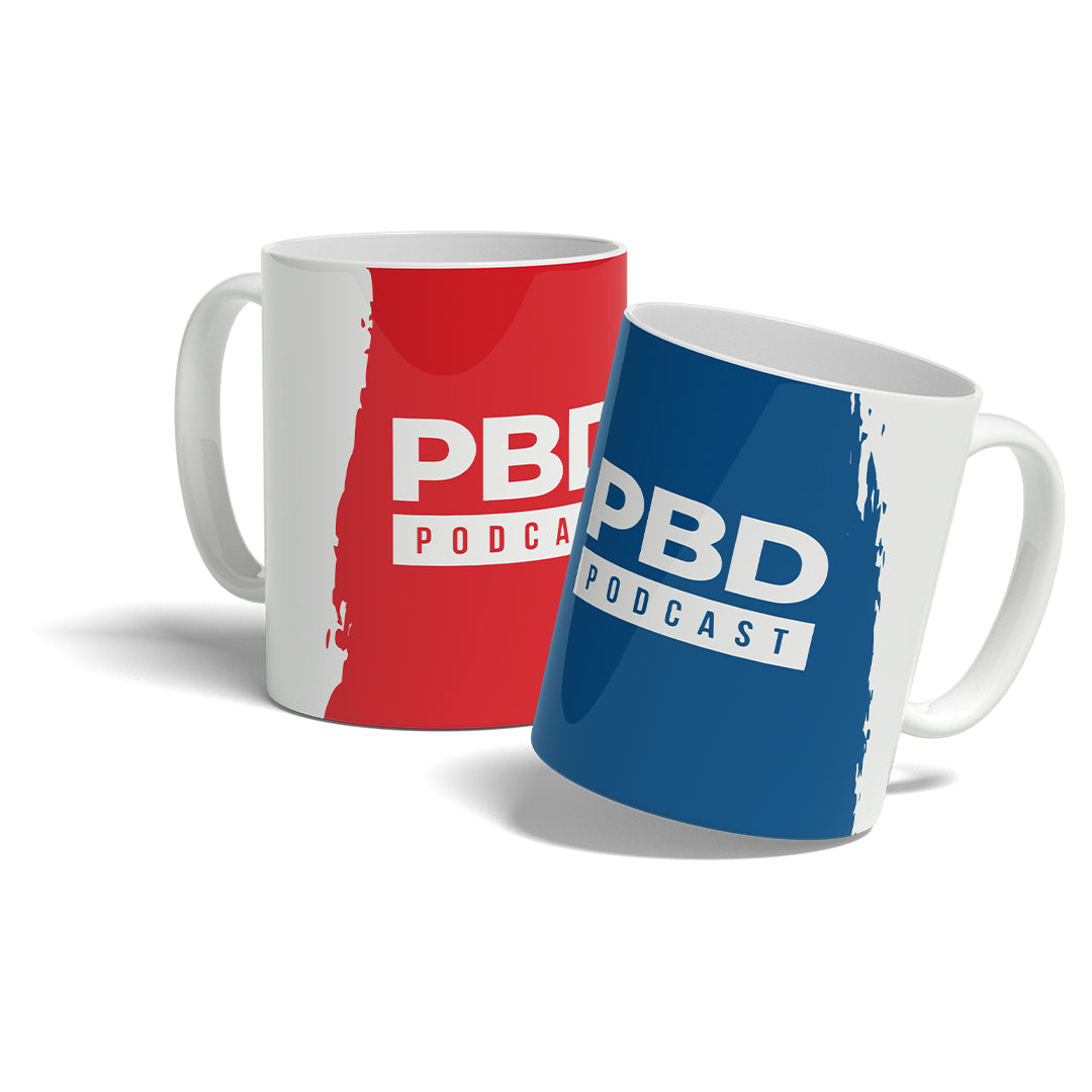 PBD Podcast Red & White Valuetainment mug