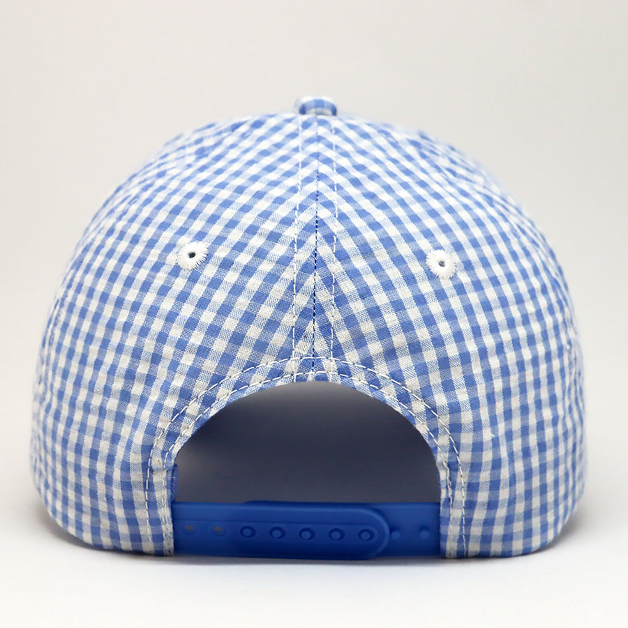 VT Shield Future Looks Bright Sky Blue Gingham Check Snapback Hat