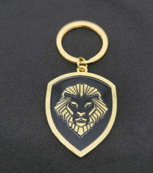 Gold Lion shield Keychain