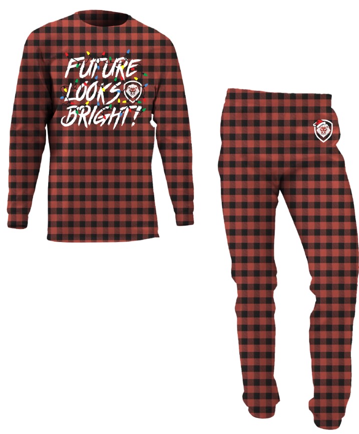 Future Looks Bright Christmas Lights Red and Black Plaid Pajama Set