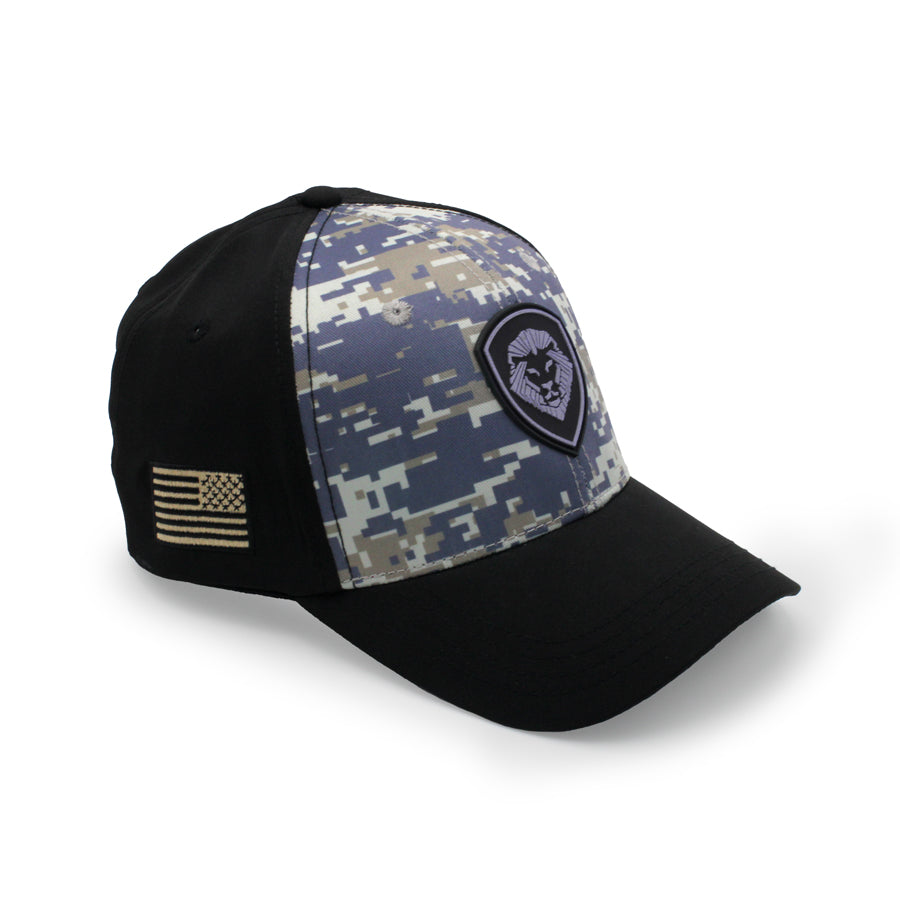 VT Shield Logo Future Looks Bright Navy & Grey Digital Camo Snapback Hat