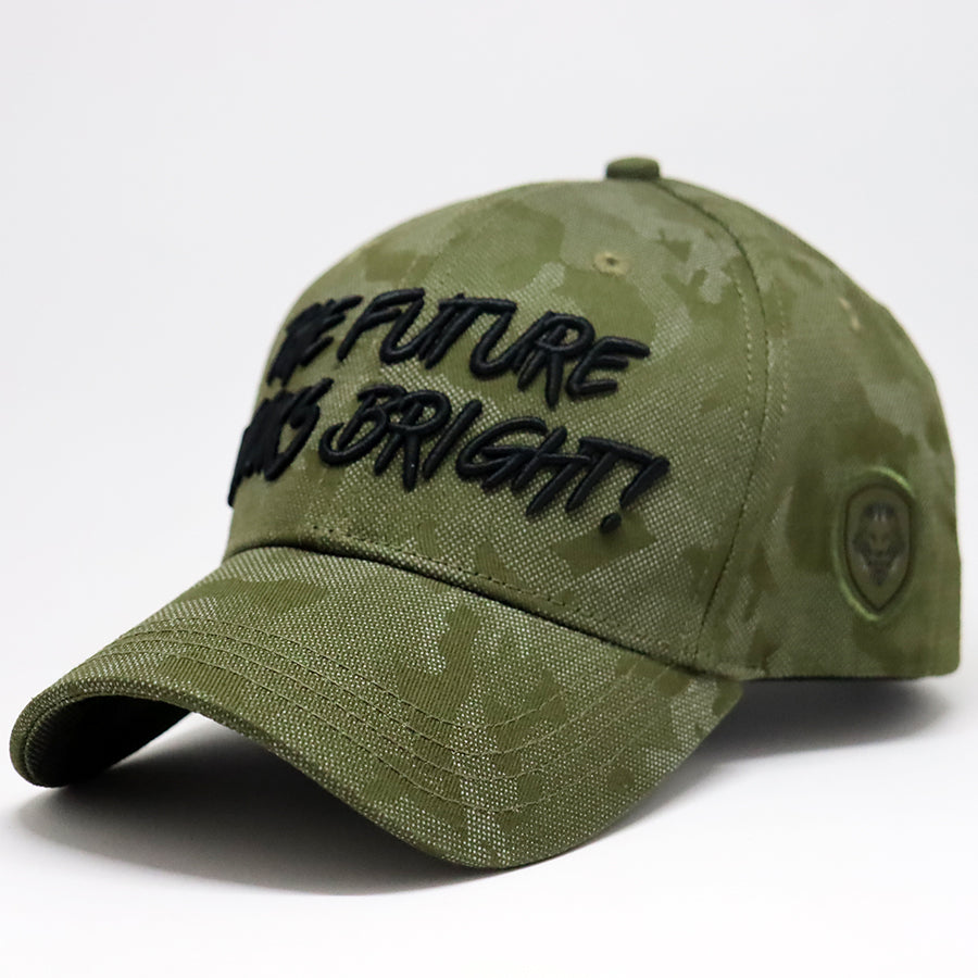 VT Shield Logo Future Looks Bright Army Green Textured Snapback Hat