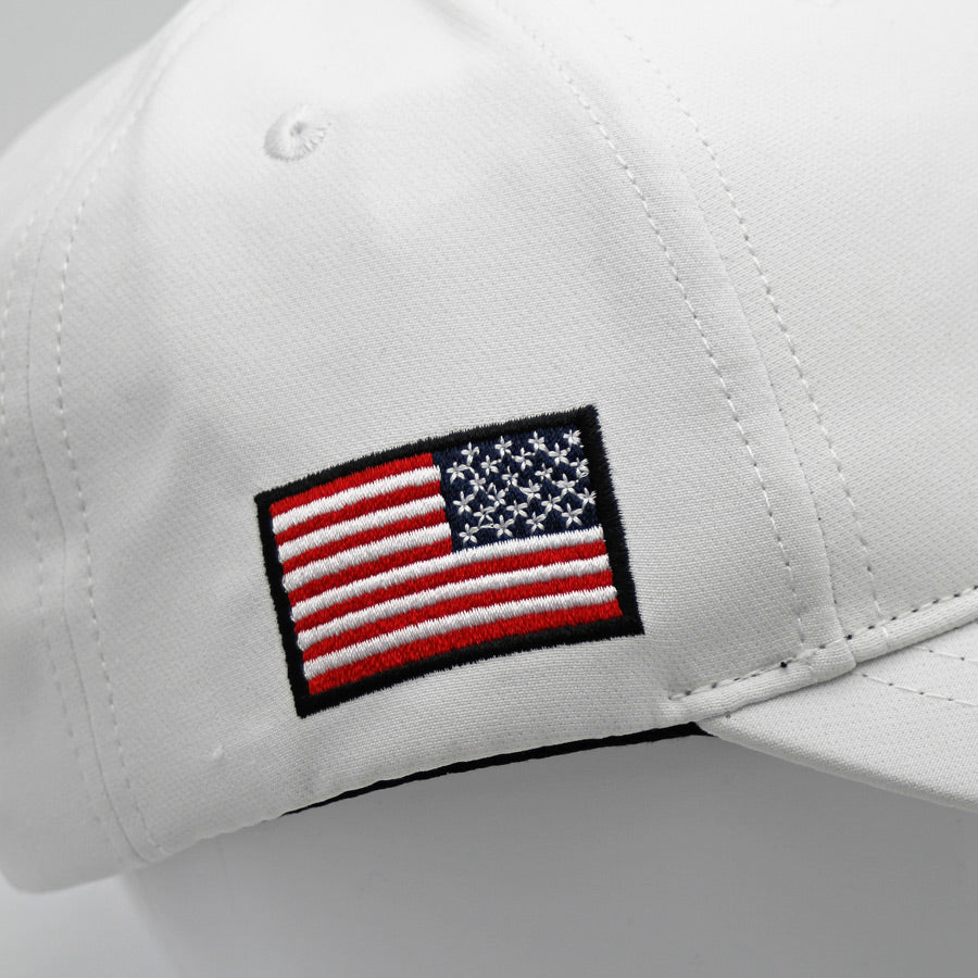 USA Retro Future Looks Bright White Snapback Hat (Ships 9/11)