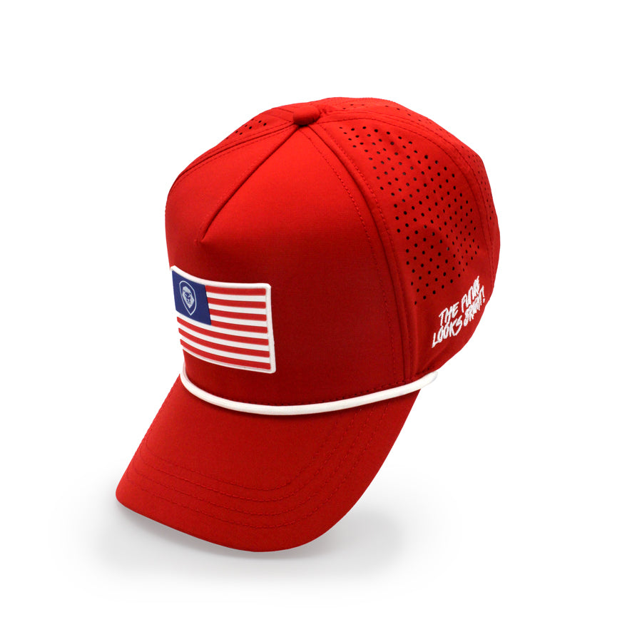 VT Flag Patch Red Future Looks Bright Performance Snapback Hat