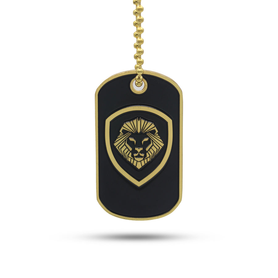 Valuetainment Gold and Black Lion Shield Dog Tag