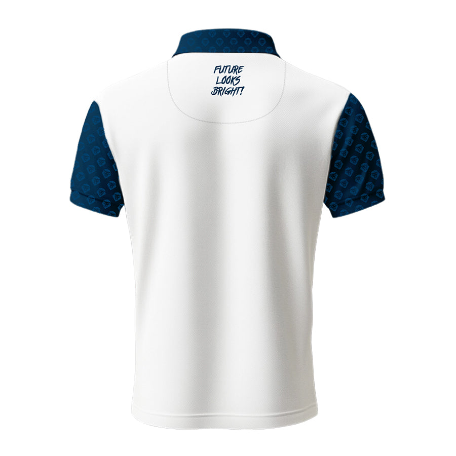 Lion Shield White & Blue Cut & Sewn Short Sleeve Polo (Classic Fit)