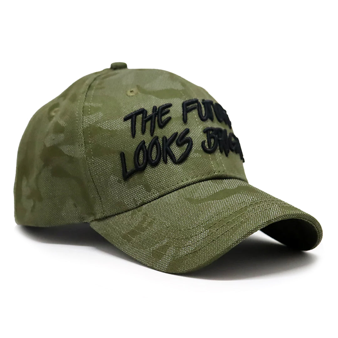 VT Shield Logo Future Looks Bright Army Green Textured Snapback Hat
