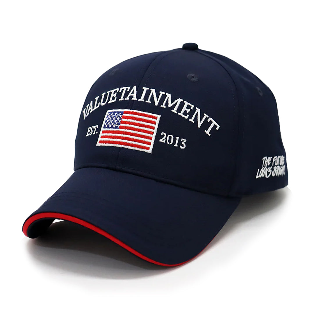 Future Looks Bright Valuetainment Flag Navy Snapback Hat