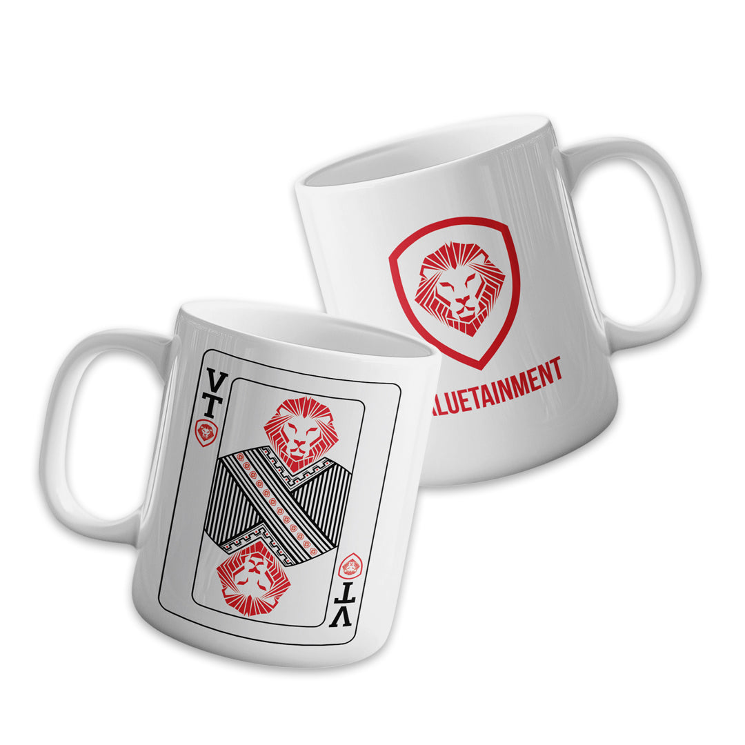 Valuetainment Lion Shield King Card Mug