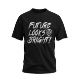 Future Looks Bright Black & Silver Raised Embossed Print Performance Short Sleeve T-Shirt