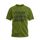 Future Looks Bright New Army Green & Black Raised Embossed Print Performance Short Sleeve T-Shirt