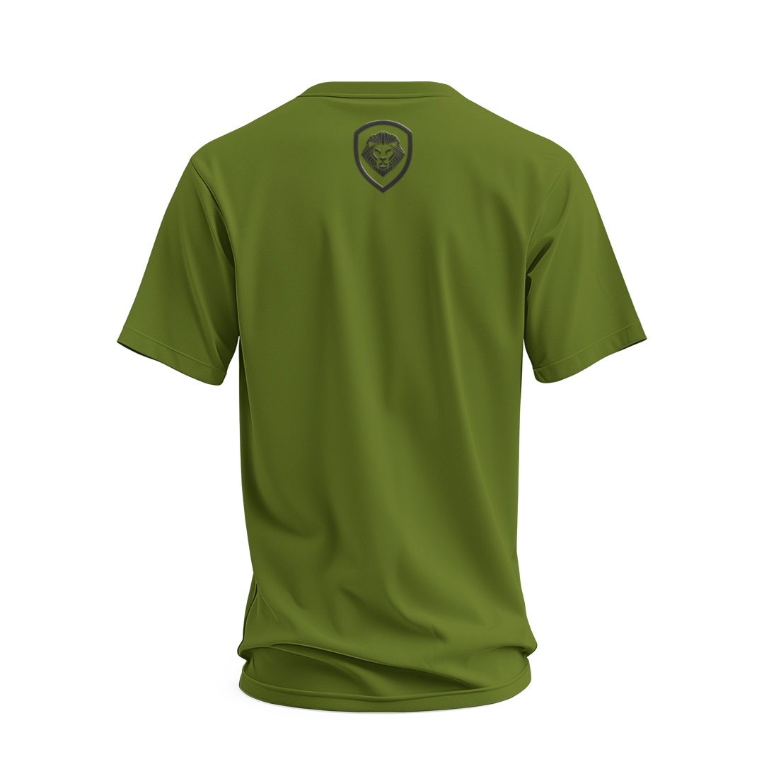 Future Looks Bright New Army Green & Black Raised Embossed Print Performance Short Sleeve T-Shirt