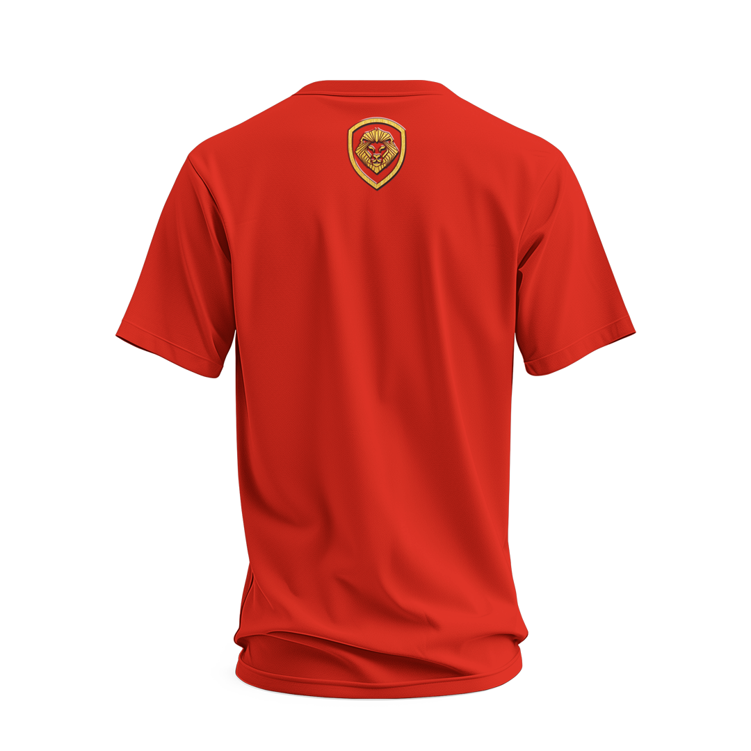 Future Looks Bright  Red & Gold Raised Embossed Print Performance Short Sleeve T-Shirt