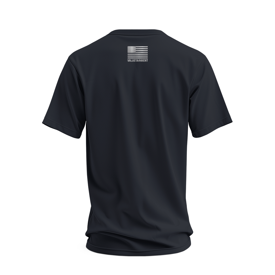 Future Looks Bright fully embroidered Navy & Silver Print Performance Short Sleeve T-Shirt