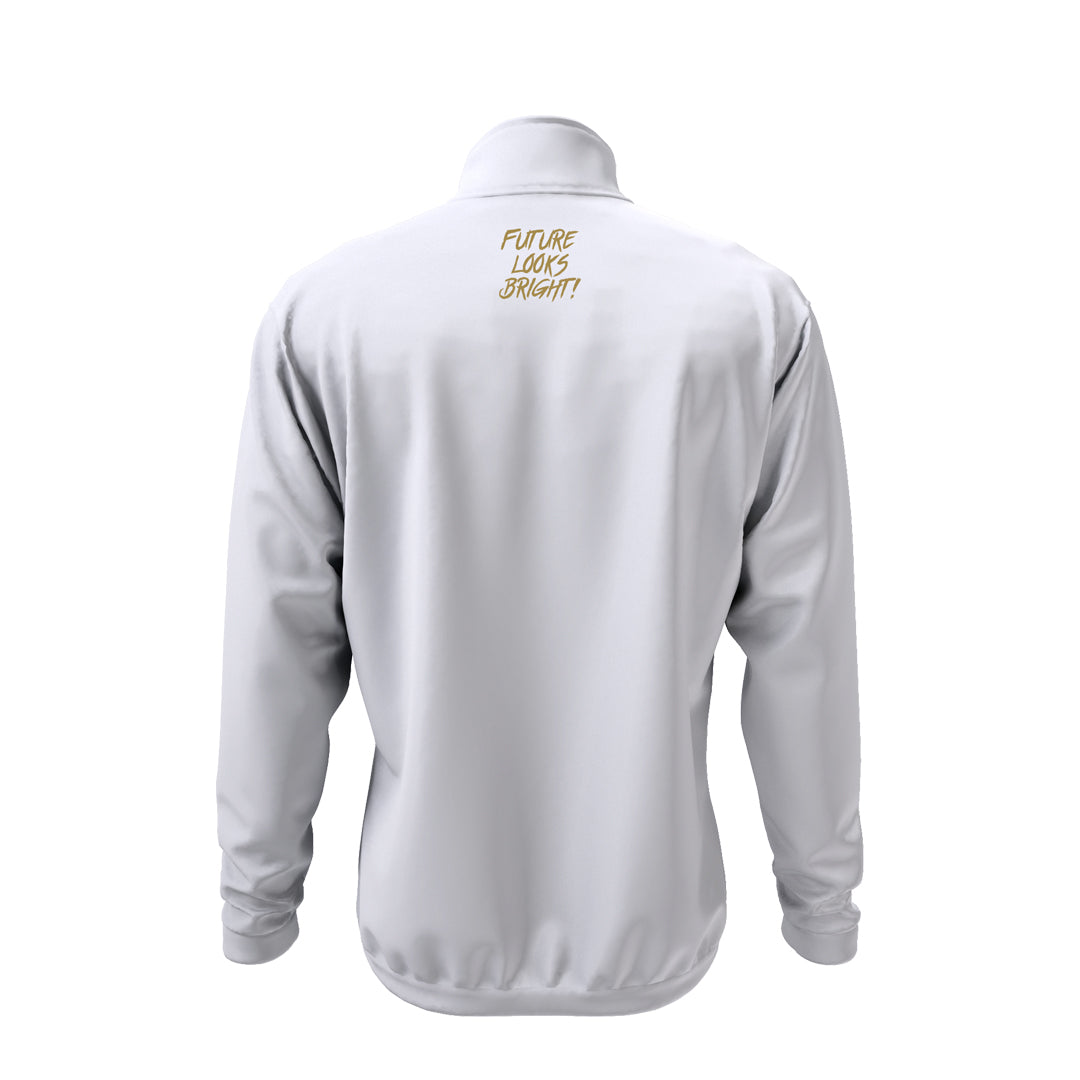Future Looks Bright Royal Crest White and Gold Full Zip Jacket
