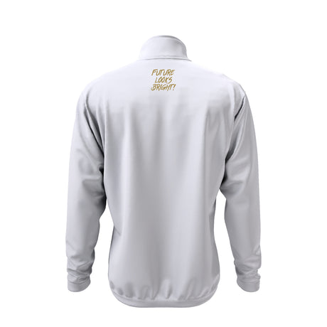 Future Looks Bright Royal Crest White and Gold Full Zip Jacket