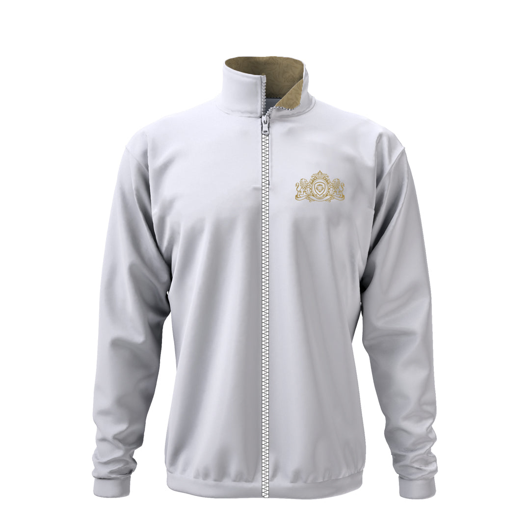 Future Looks Bright Royal Crest White and Gold Full Zip Jacket