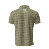 Future Looks Bright Allover Flag Lion Shield Print Army Green Polo